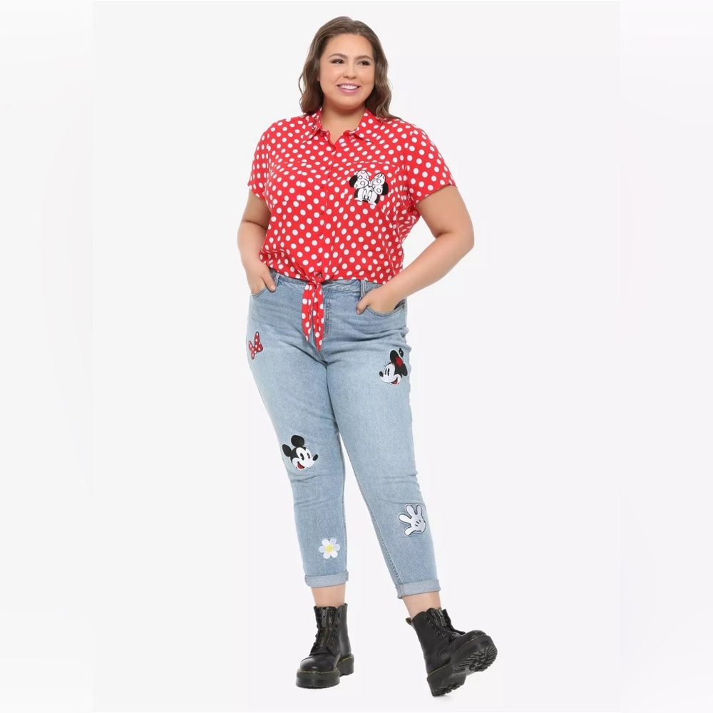 Her Universe Disney Minnie Mouse & Mickey Mouse Embroidered Jeans Size 13